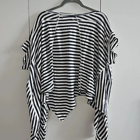 FREE PEOPLE  Striped Angel Tee Navy Blue White Small NWOT - Picture 3 of 4